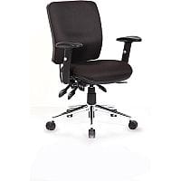 Chiro 24 Hour Task Operator Chair - Medium Back -Height Adjustable Arms - Black - Adjustable Pump Up Lumbar, Height Adjustable Back Rest - Weight Tolerance 150kg