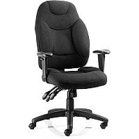 Galaxy Task Operator Office Chair Black Fabric With Arms, Seat Height: 430-530mm, Weight Tolerance: 125Kg, 3 Lever Mechanism, Adjustable Arms, Upholstered Seat, back and outer