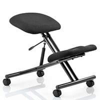 Ergonomic Posture Kneeling Chair Stool On Castors Seat Height Adjustment Black Frame & Black Fabric Seat