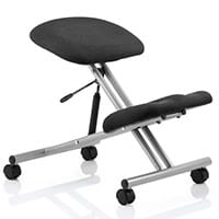 Ergonomic Posture Kneeling Chair Stool On Castors Seat Height Adjustment Silver Frame & Black Fabric Seat