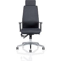 Onyx Ergo 24 Hour Posture Office Chair - Pump Up Lumbar Support - Seat Slide - Adjustable Arms - Headrest - Weight Tolerance 135kg - Black Fabric