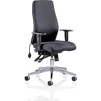 Onyx Ergo 24 Hour Posture Office Chair - Pump Up Lumbar Support - Seat Slide - Adjustable Arms - Weight Tolerance 135kg - Black Fabric