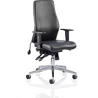 Onyx Ergo 24 Hour Posture Office Chair - Pump Up Lumbar Support - Seat Slide - Adjustable Arms - Weight Tolerance 135kg - Black