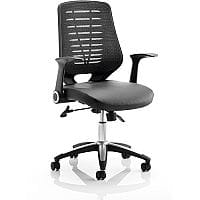 Relay Task Operator Office Chair Leather Seat Black Back With Arms