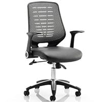 Relay Task Operator Office Chair Leather Seat Silver Back With Arms