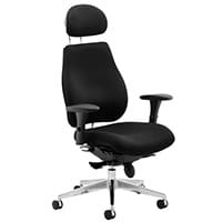 Chiro Plus 24 Hour Posture Office Chair - Adjustable Arms - Headrest - Lumbar Support - Black - Weight Tolerance 150kg