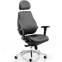 Chiro Plus Ultimate 24 Hour Posture Office Chair - High Back - Headrest - Adjustable Lumbar Support - Seat Slide - Black Leather