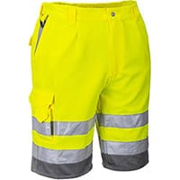 Portwest E043 Hi-Vis Poly-Cotton Shorts Yellow & Grey XL