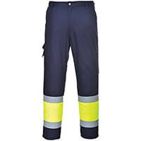 Portwest E049 Hi-Vis 2-Tone Combat Trousers Yellow & Navy XL (Regular Fit)