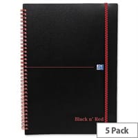 Black n Red A4 Wirebound Notebook Polypropylene Ruled 140 Pages E67008 Pack 5