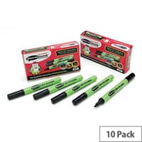 Show-Me Medium Point Slim Barrel Drywipe Marker Black SDP 10 Pack. Has 24 Hour Cap-Off Time To Prevent Drying Out. Ideal For Schools, Colleges, Offices, Homes & More.