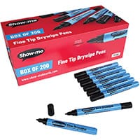 Show-me Drywipe Marker Fine Tip Slim Barrel Black Pack of 200 FP200