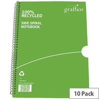 Graffico Recycled A4 Spiral Bound Notebook, Feint Ruled, 100 Pages (Ref 9100035) - Sustainable Stationery