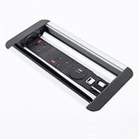Eclipse In-table Rollover Power Module 2 x UK Sockets, 1 x TUF (A&C connectors) USB Charger, 1 x RJ45 vSocket, 1 x HDMI Socket - Black/Silver