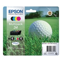 Epson Golf Ball 34 Ink Cartridges - 4 Colour DURABrite Ultra Ink - Black, Cyan, Magenta and Yellow - Epson Golf Ball