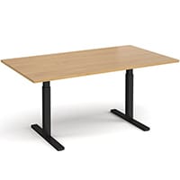 Elev8 Rectangular Height Adjustable Boardroom Table W1800mmxD1000mm With Black Frame & Oak Top