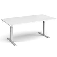 Elev8 Rectangular Height Adjustable Boardroom Table W2000mmxD1000mm With Silver Frame & White Top