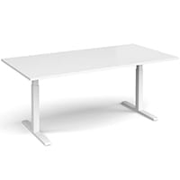 Elev8 Rectangular Height Adjustable Boardroom Table W2000mmxD1000mm With White Frame & White Top