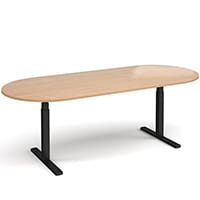 Elev8 D-End Height Adjustable Boardroom Table W2400mmxD1000mm With Black Frame & Beech Top