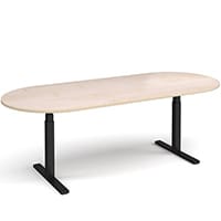 Elev8 D-End Height Adjustable Boardroom Table W2400mmxD1000mm With Black Frame & Maple Top