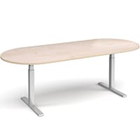 Elev8 D-End Height Adjustable Boardroom Table W2400mmxD1000mm With Silver Frame & Maple Top