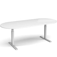 Elev8 D-End Height Adjustable Boardroom Table W2400mmxD1000mm With Silver Frame & White Top