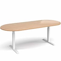 Elev8 D-End Height Adjustable Boardroom Table W2400mmxD1000mm With White Frame & Beech Top