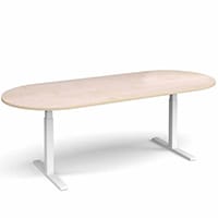 Elev8 D-End Height Adjustable Boardroom Table W2400mmxD1000mm With White Frame & Maple Top