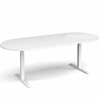 Elev8 D-End Height Adjustable Boardroom Table W2400mmxD1000mm With White Frame & White Top