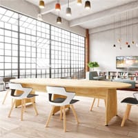 Ensemble Meeting Table Bleached Oak Oval Top And White Panel Legs