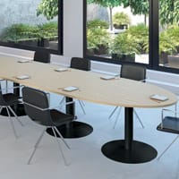 Ensemble Meeting Table Bleached Oak Oval Top And White Trumpet Base