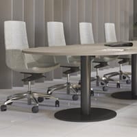 Forum Meeting Table Grey Wood Oval Top And Black Trumpet Base
