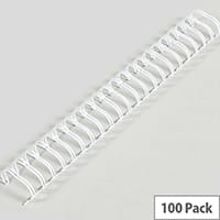 GBC Binding Wires 34 Loop 70 Sheets 8mm A4 White (Pack of 100)