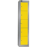 Probe Garment Dispenser Locker 5 Compartments Cam Lock ACTIVECOAT W380xD460xH1780mm Silver Body Yellow Door 7 Year Warranty