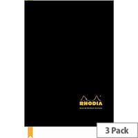 Rhodia A4 Business Book Casebound Hard Back 192 Pages Black Pack of 3 119230C