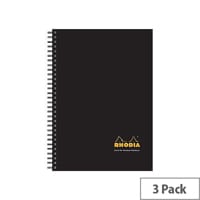 Rhodia A5 Business Book Wirebound Hard Back Black Pack of 3