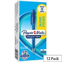 Paper Mate Flexgrip Medium Blue Retractable Ballpoint Pen Pack 12