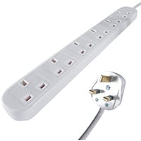 Connekt Gear 3m 6-Way Power Extension Lead White 27-6030