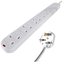 Connekt Gear 5m 6-Way Surge Protection Extension Lead White 27-6050S
