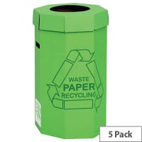 Acorn Cardboard Recycling Bins Capacity 60L Green Pack 5 - Recycling bins for waste paper disposal