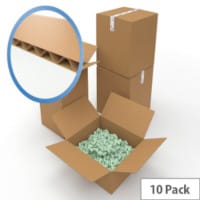 Buff Packing Cardboard Boxes, 635 x 305 x 330mm (Pack of 10) - Large Boxes for Secure Shipping & Storage