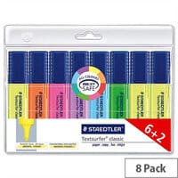 Staedtler Textsurfer Classic Highlighter Pens Assorted Colours Pack 6 + 2 FREE