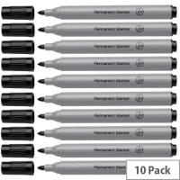 White Box Permanent Marker Bullet Tip Black Pack 10