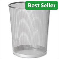 Osco Mesh Waste Desk Bin Silver, Scratch-Resistant, 15L Capacity