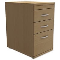 Filing Pedestal Desk-High 3-Drawer 600mm Deep Urban Oak - Universal Storage Can Be Used Alone Or Accompany The Switch, Komo or Ashford Ranges