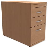 Filing Pedestal Desk-High 3-Drawer 800mm Deep Beech - Universal Storage Can Be Used Alone Or Accompany The Switch, Komo or Ashford Ranges