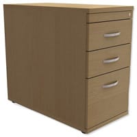 Filing Pedestal Desk-High 3-Drawer 800mm Deep Urban Oak - Universal Storage Can Be Used Alone Or Accompany The Switch, Komo or Ashford Ranges