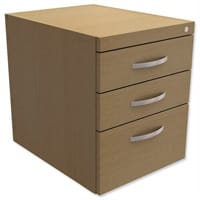 Fixed Pedestal for Cantilever Desk 3-Drawer Urban Oak - Universal Storage Can Be Used Alone Or Accompany The Switch, Komo or Ashford Ranges