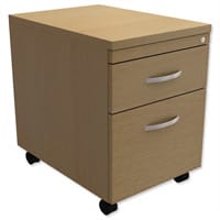 Mobile Filing Pedestal 2-Drawer Urban Oak - Universal Storage Can Be Used Alone Or Accompany The Switch, Komo or Ashford Ranges
