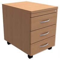 Mobile 3-Drawer Pedestal Beech - Universal Storage Can Be Used Alone Or Accompany The Switch, Komo or Ashford Ranges